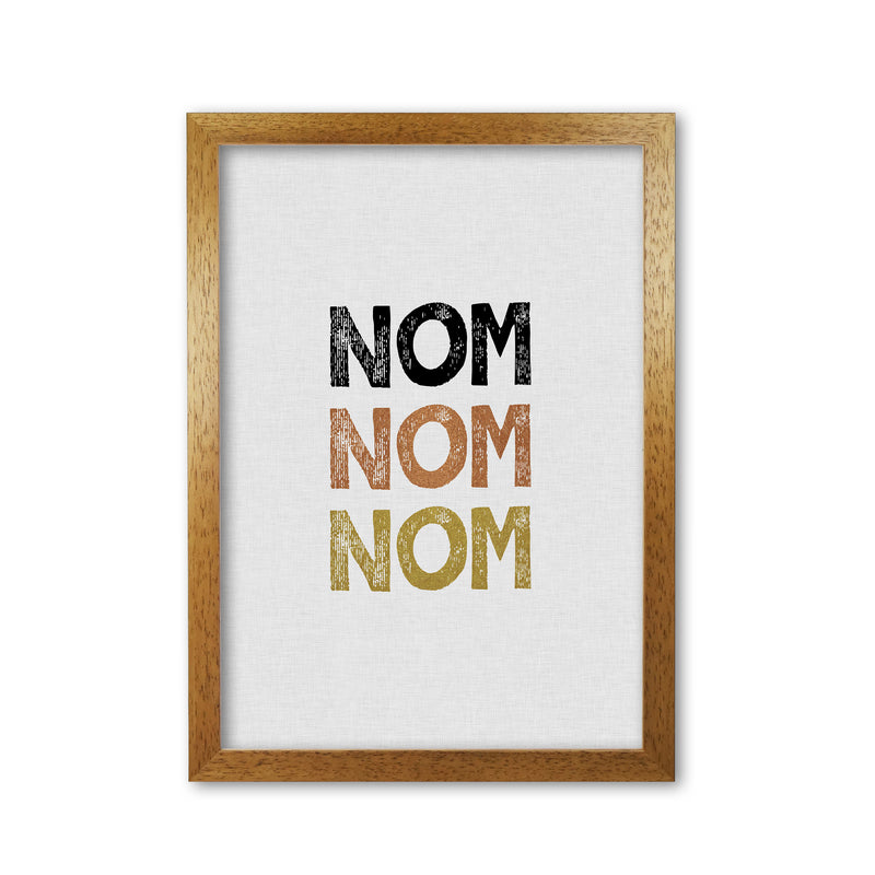 Nom Nom Nom Print By Orara Studio, Framed Kitchen Wall Art Oak Grain