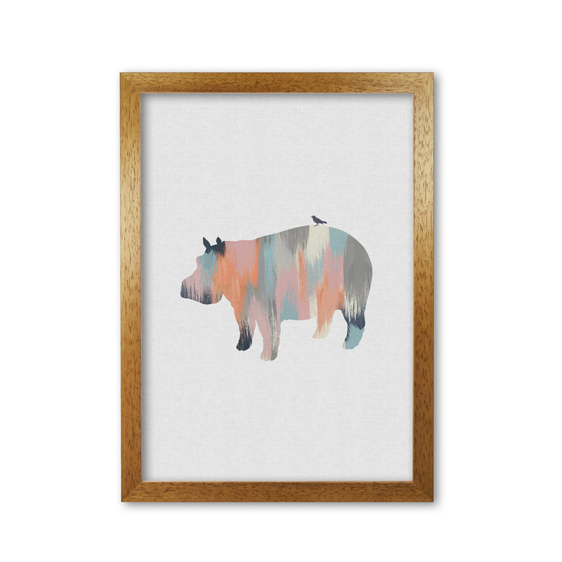 Pastel Hippo Print By Orara Studio Animal Art Print Oak Grain