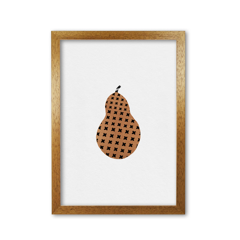 Pear Fruit Illustration Print By Orara Studio, Framed Kitchen Wall Art Oak Grain