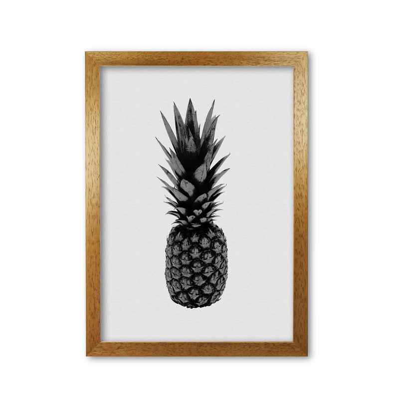 Pineapple Black & White Print By Orara Studio, Framed Kitchen Wall Art Oak Grain
