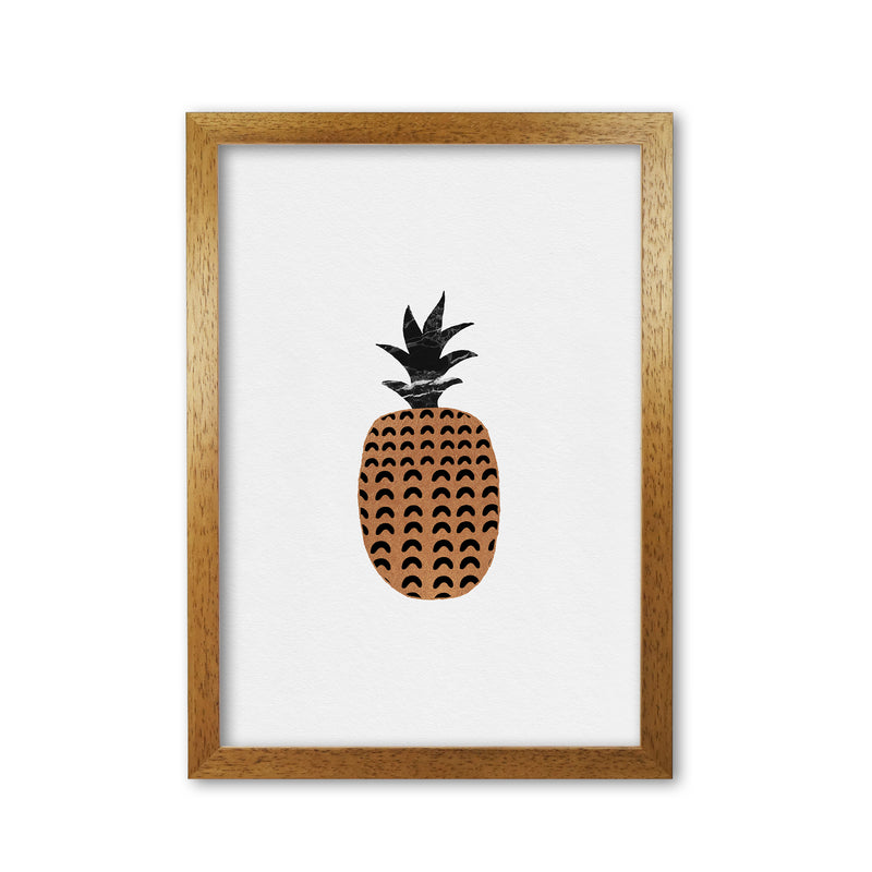 Pineapple Fruit Illustration Print By Orara Studio, Framed Kitchen Wall Art Oak Grain