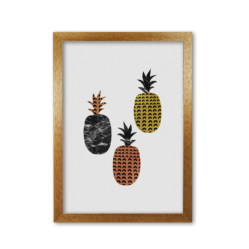 Pineapples Print By Orara Studio, Framed Kitchen Wall Art Oak Grain