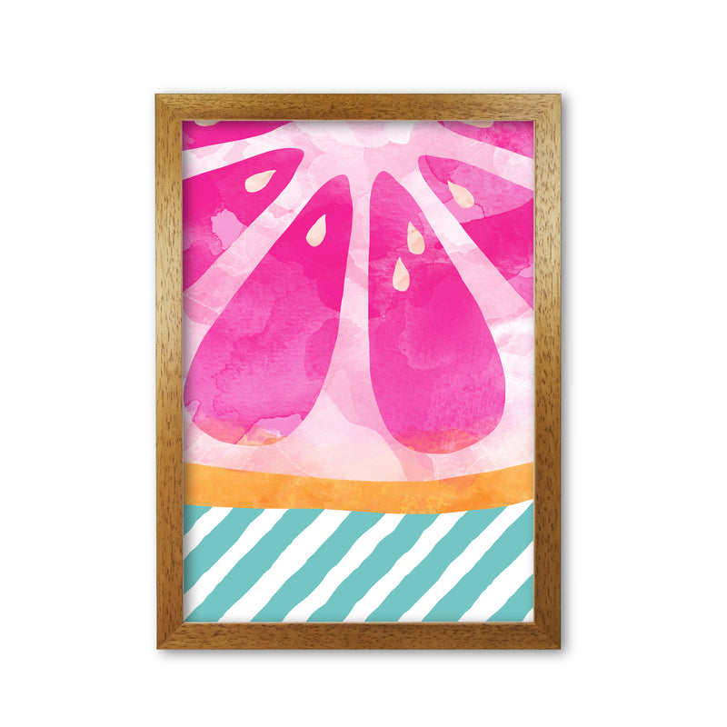 Pink Grapefruit Abstract Print By Orara Studio, Framed Kitchen Wall Art Oak Grain