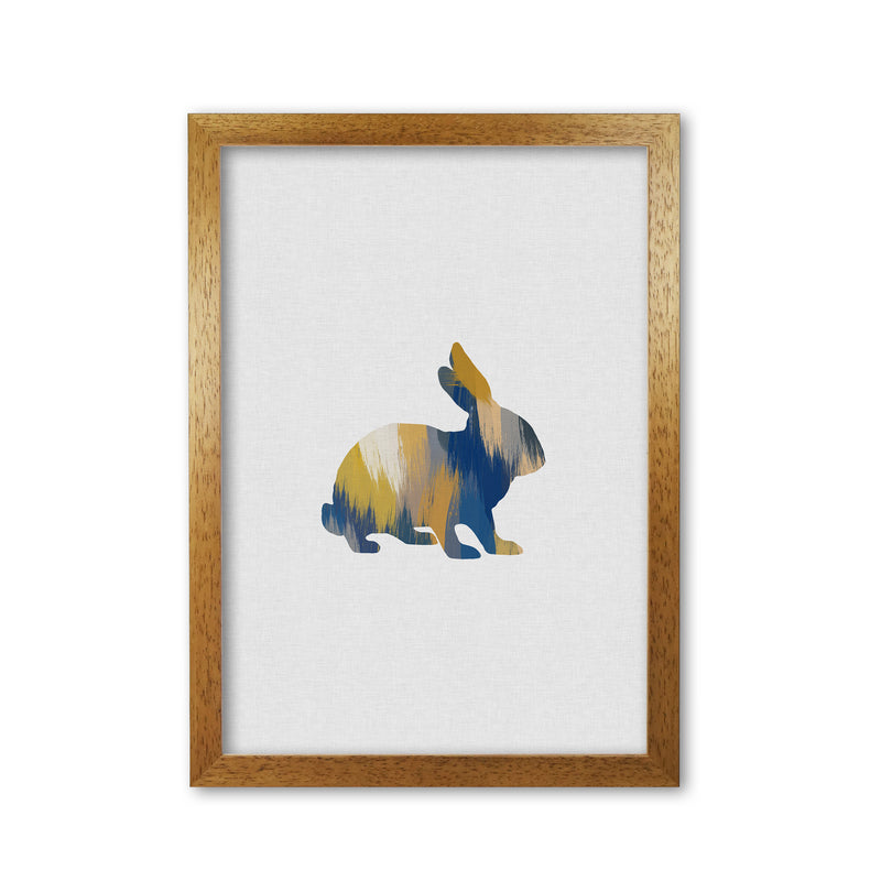 Rabbit Blue & Yellow Print By Orara Studio Animal Art Print Oak Grain