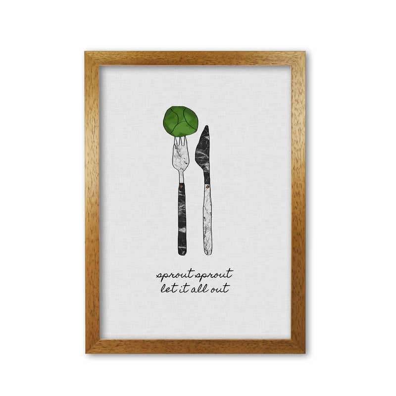 Sprout Sprout Print By Orara Studio, Framed Kitchen Wall Art Oak Grain