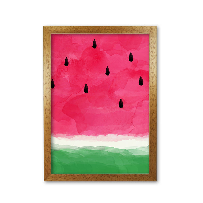 Watermelon Abstract Print By Orara Studio, Framed Kitchen Wall Art Oak Grain
