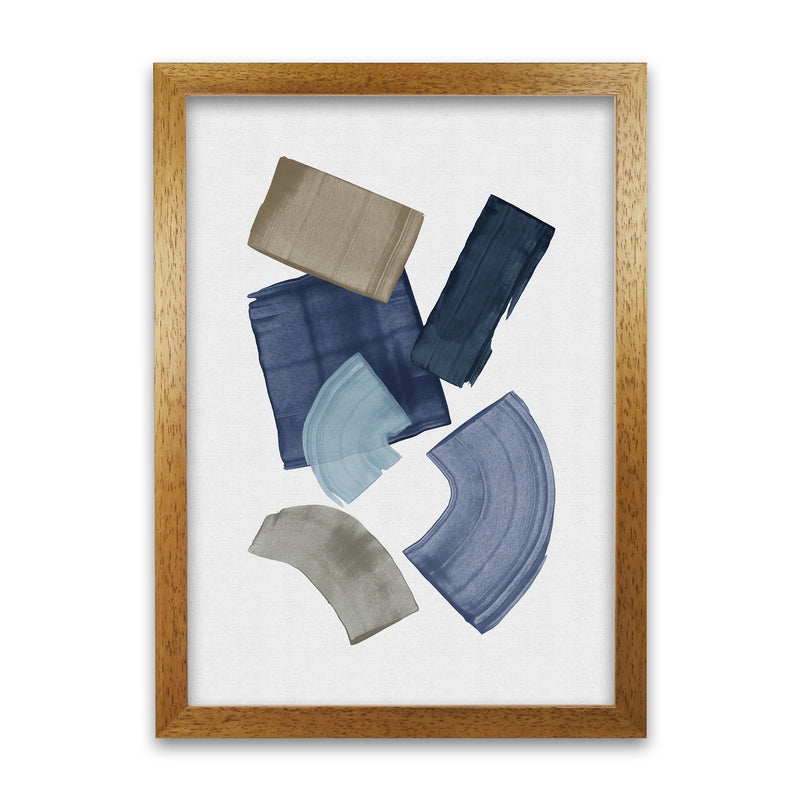 Blue _ Brown Paint Blocks Art Print by Orara Studio A1 Oak Frame