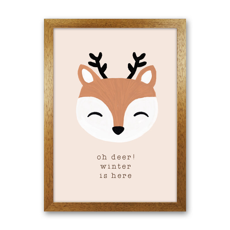 Oh Deer Winter Is Here Christmas Art Print by Orara Studio Oak Grain