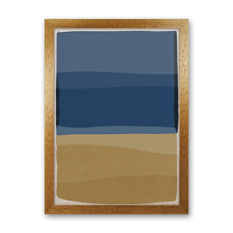 Modern Blue and Brown Abstract Art Print by Orara Studio Oak Grain