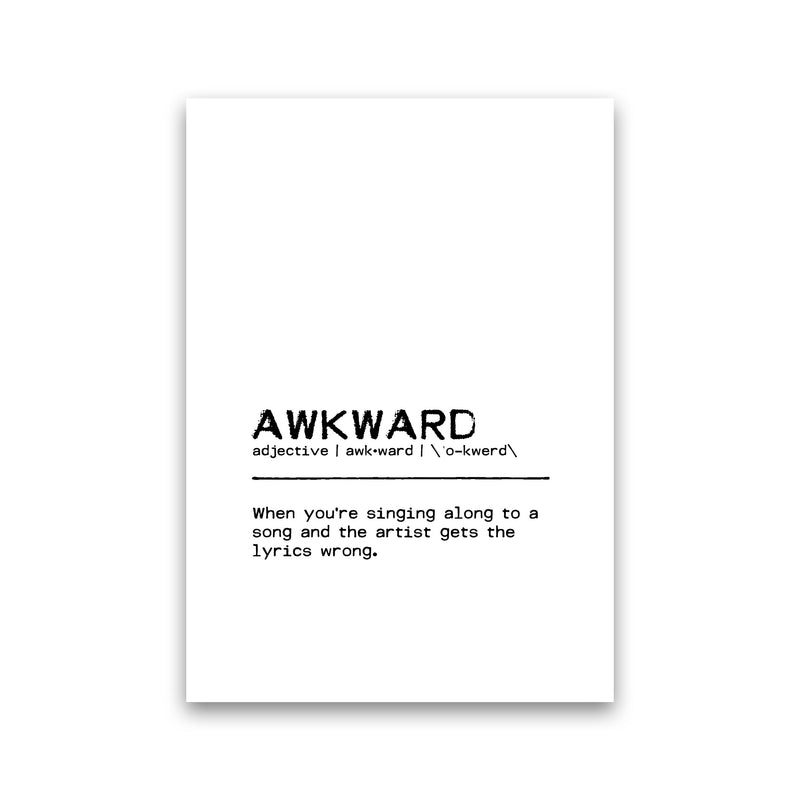 Awkward Singing Definition Quote Print By Orara Studio Print Only