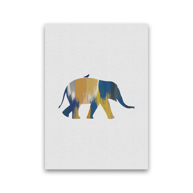 Elephant Blue & Yellow Print By Orara Studio Animal Art Print Print Only