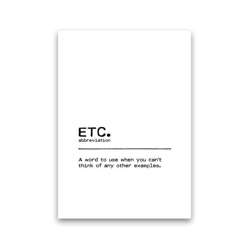 ETC Definition Quote Print By Orara Studio Print Only