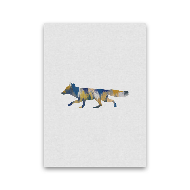 Fox Blue & Yellow Print By Orara Studio Animal Art Print Print Only