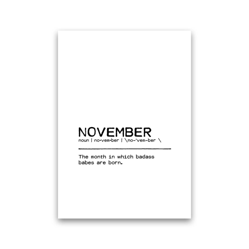 November Badass Definition Quote Print By Orara Studio Print Only