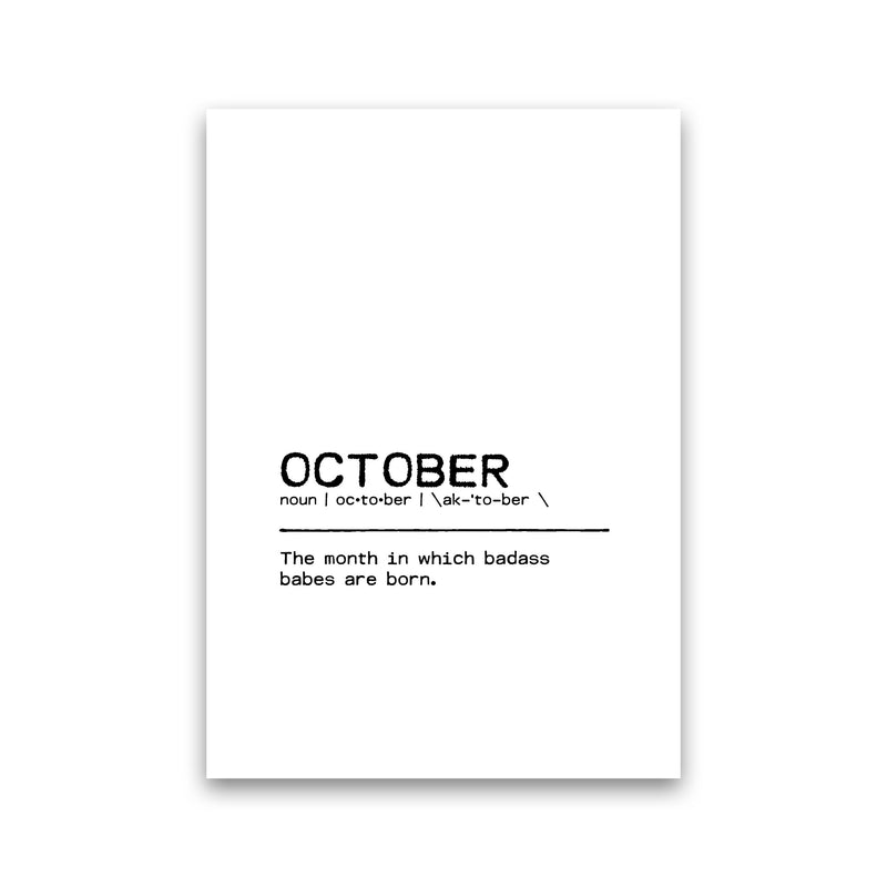 October Badass Definition Quote Print By Orara Studio Print Only