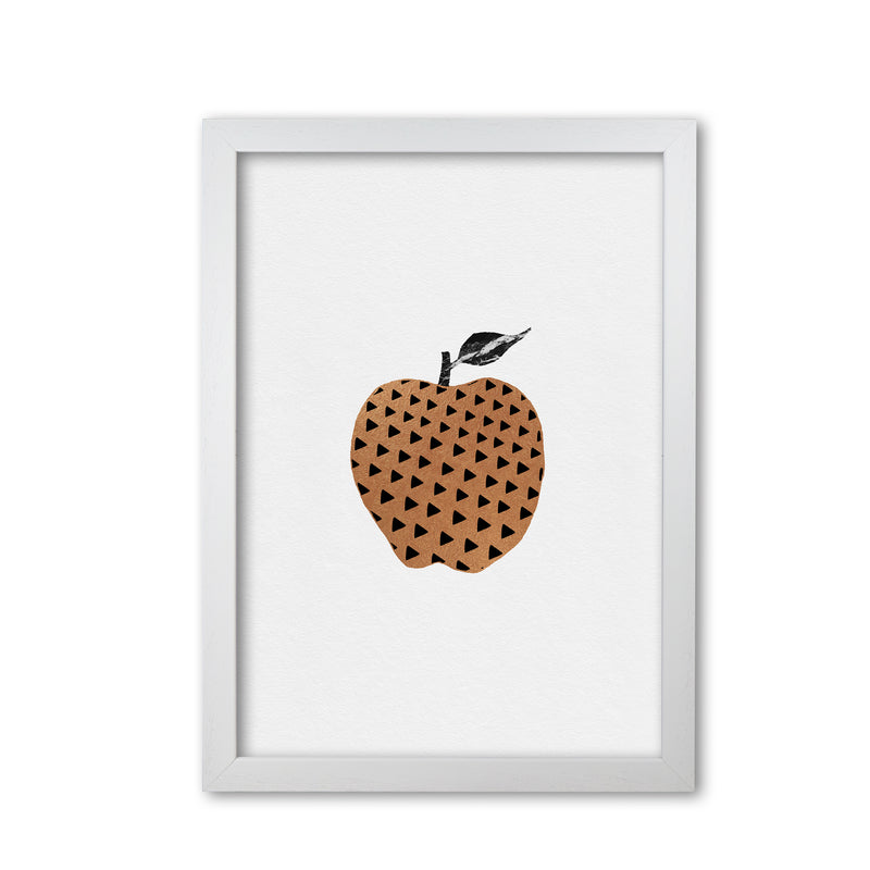 Apple Fruit Illustration Print By Orara Studio, Framed Kitchen Wall Art White Grain