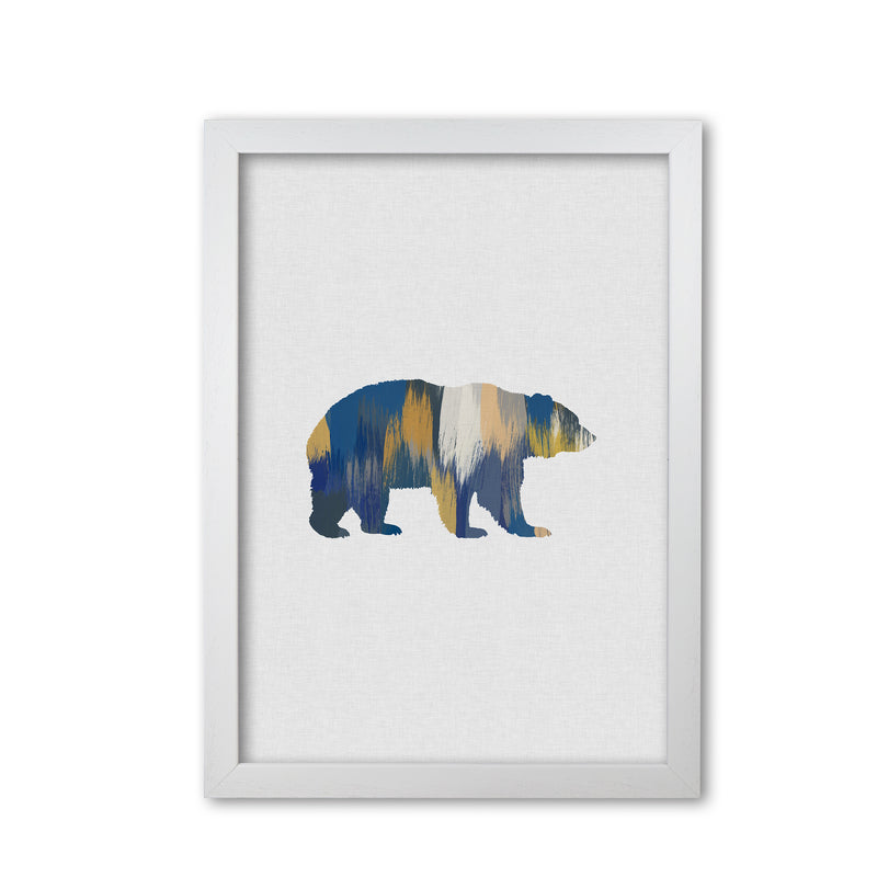 Bear Blue & Yellow Animal Art Print By Orara Studio Animal Art Print White Grain