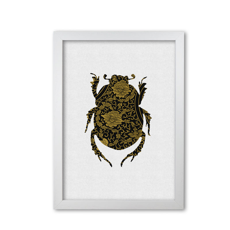 Black And Gold Beetle I Print By Orara Studio Animal Art Print White Grain