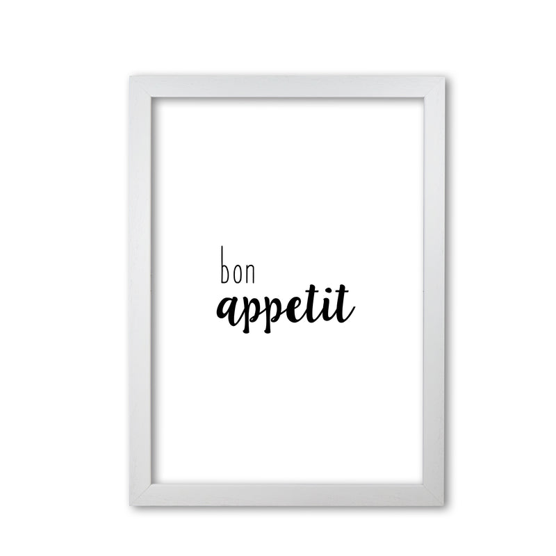 Bon Appetit Food Quote Print By Orara Studio, Framed Kitchen Wall Art White Grain