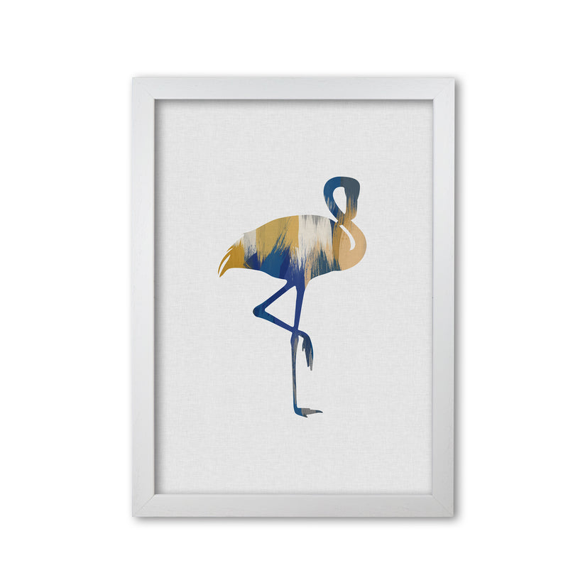 Flamingo Blue & Yellow Print By Orara Studio Animal Art Print White Grain