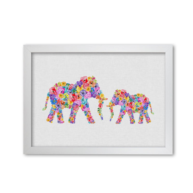 Floral Elephants Print By Orara Studio Animal Art Print White Grain
