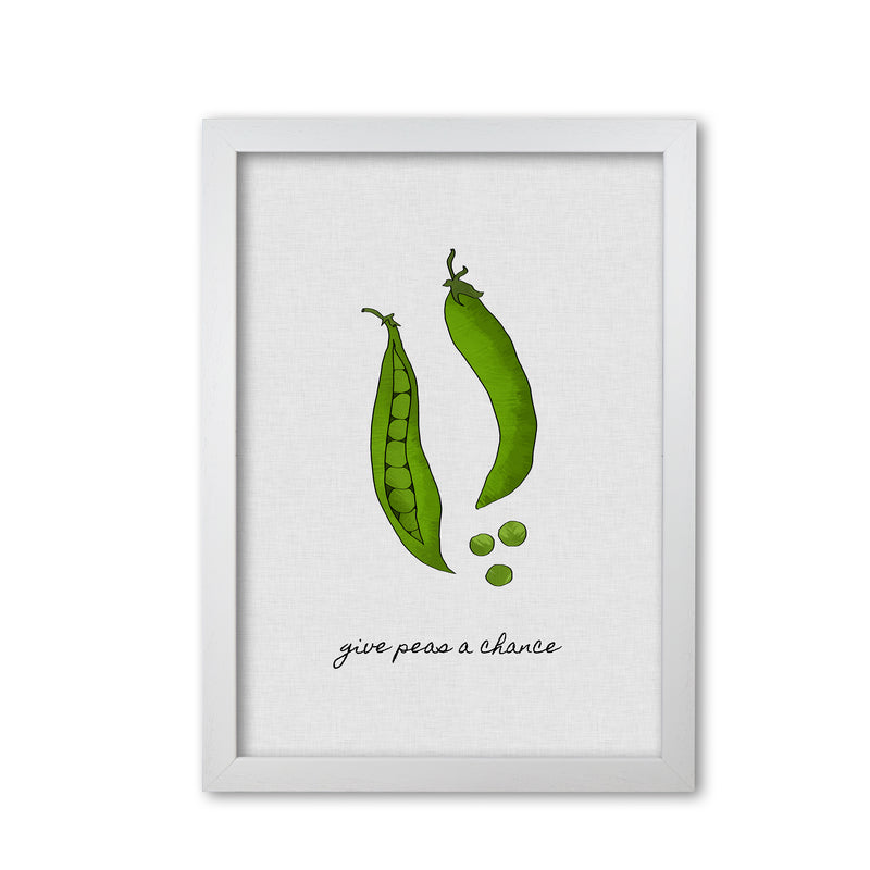 Give Peas A Chance Print By Orara Studio, Framed Kitchen Wall Art White Grain