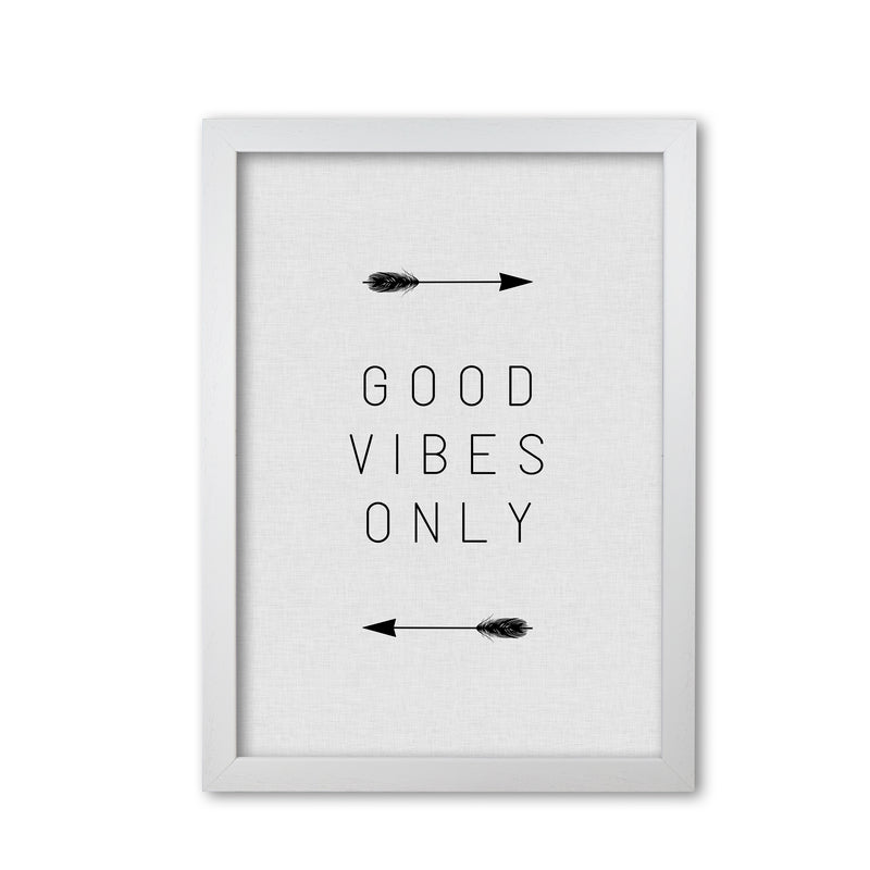 Good Vibes Only Arrow Quote Print By Orara Studio White Grain