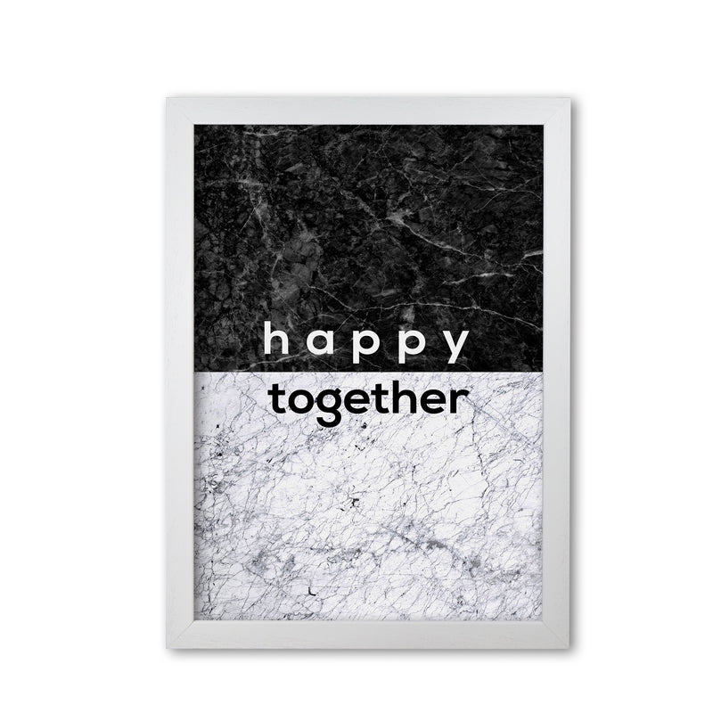 Happy Together Black & White Quote Print By Orara Studio White Grain