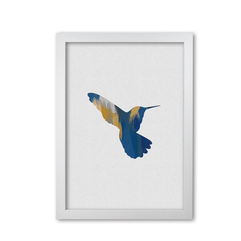 Hummingbird Blue & Yellow II Print By Orara Studio Animal Art Print White Grain