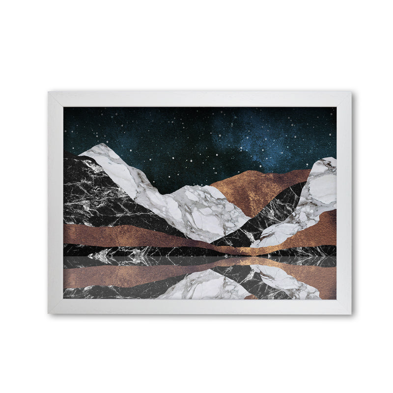 Landscape Mountains Print By Orara Studio, Framed Botanical & Nature Art Print White Grain