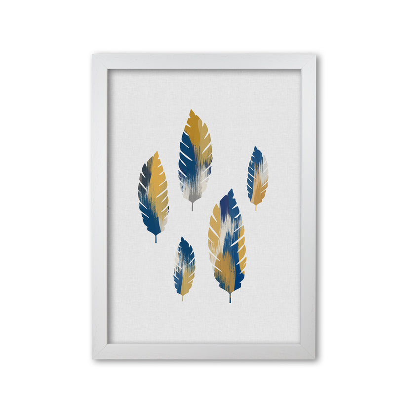 Leaves Blue & Yellow Print By Orara Studio White Grain