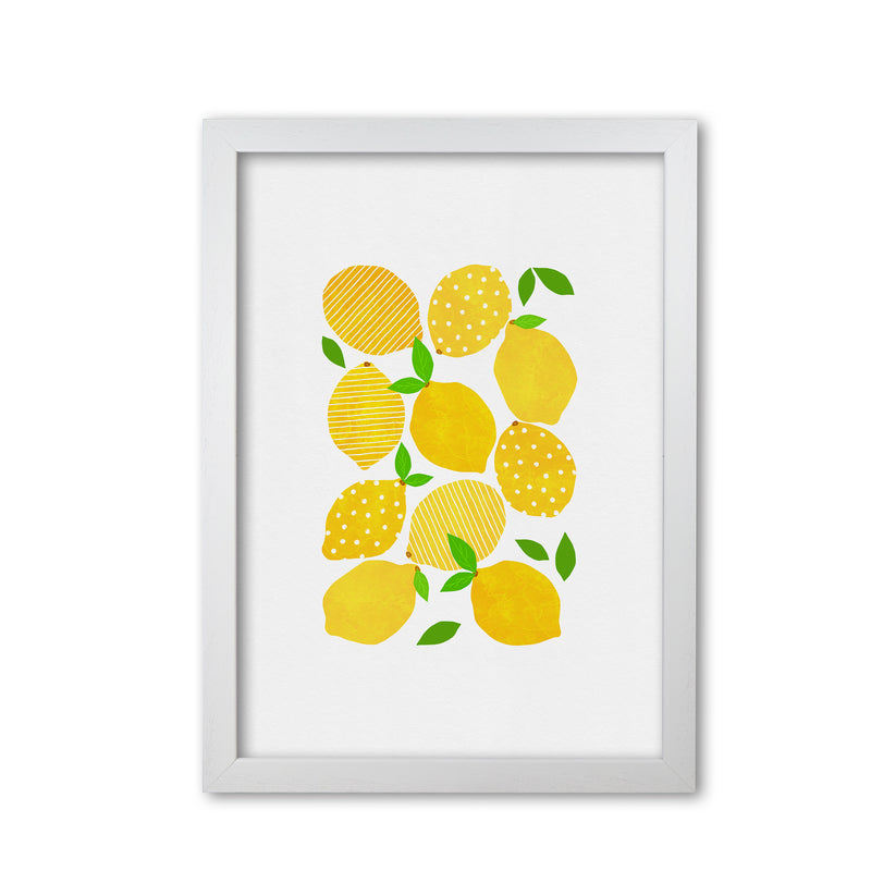 Lemon Crowd Print By Orara Studio, Framed Kitchen Wall Art White Grain