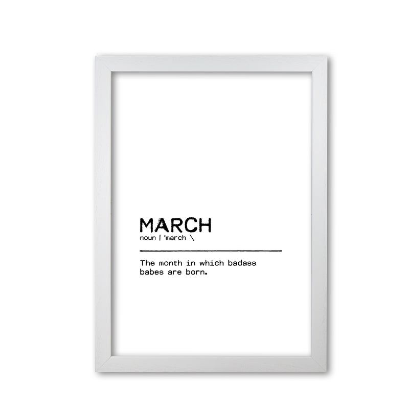 March Badass Definition Quote Print By Orara Studio White Grain