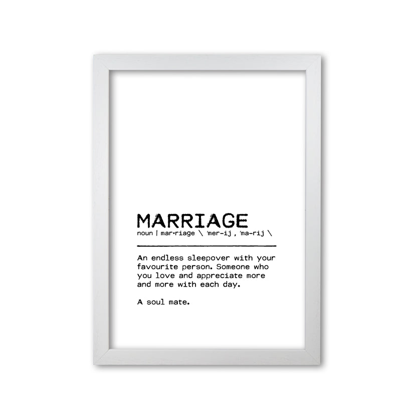 Marriage Sleepover Definition Quote Print By Orara Studio White Grain