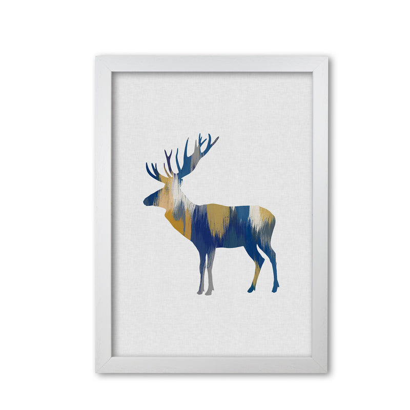 Moose Blue & Yellow Print By Orara Studio Animal Art Print White Grain