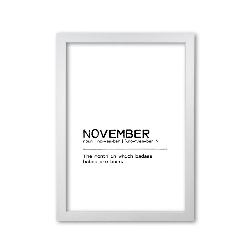 November Badass Definition Quote Print By Orara Studio White Grain