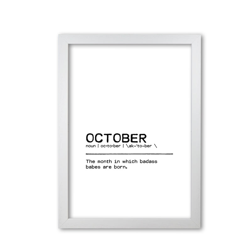 October Badass Definition Quote Print By Orara Studio White Grain