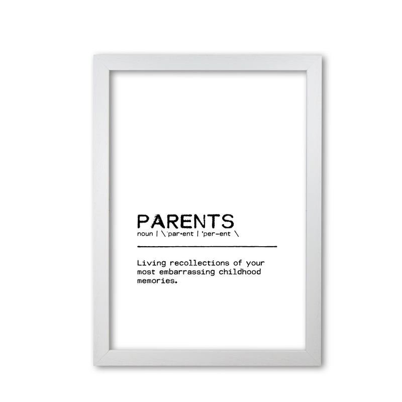 Parents Memories Definition Quote Print By Orara Studio White Grain