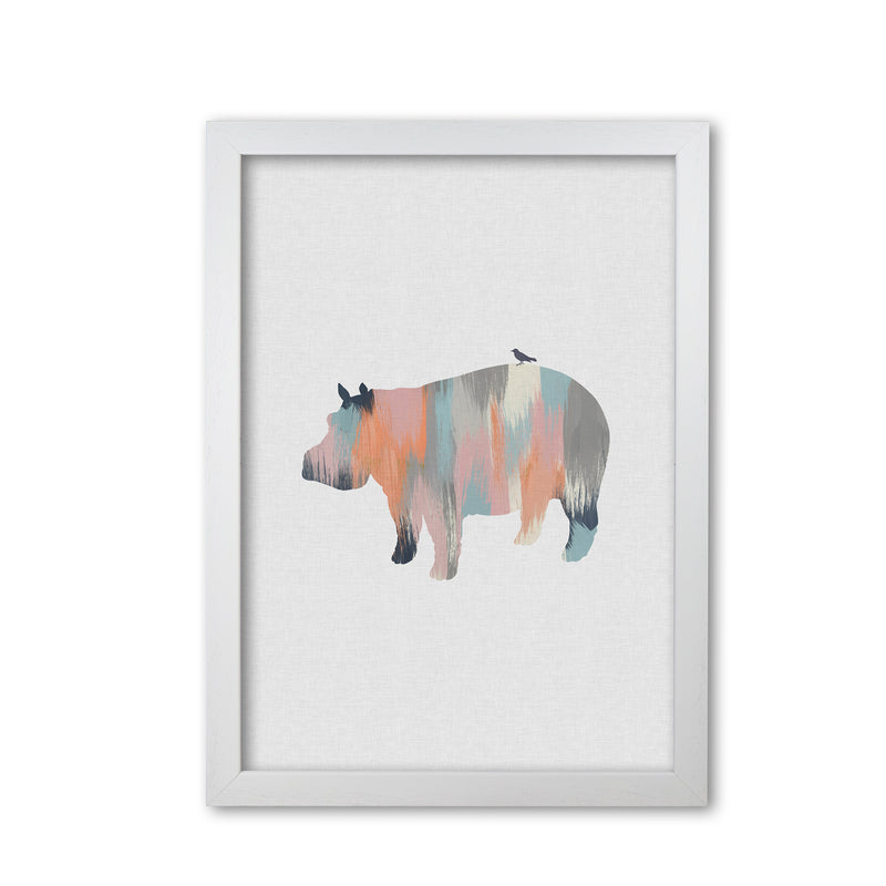Pastel Hippo Print By Orara Studio Animal Art Print White Grain