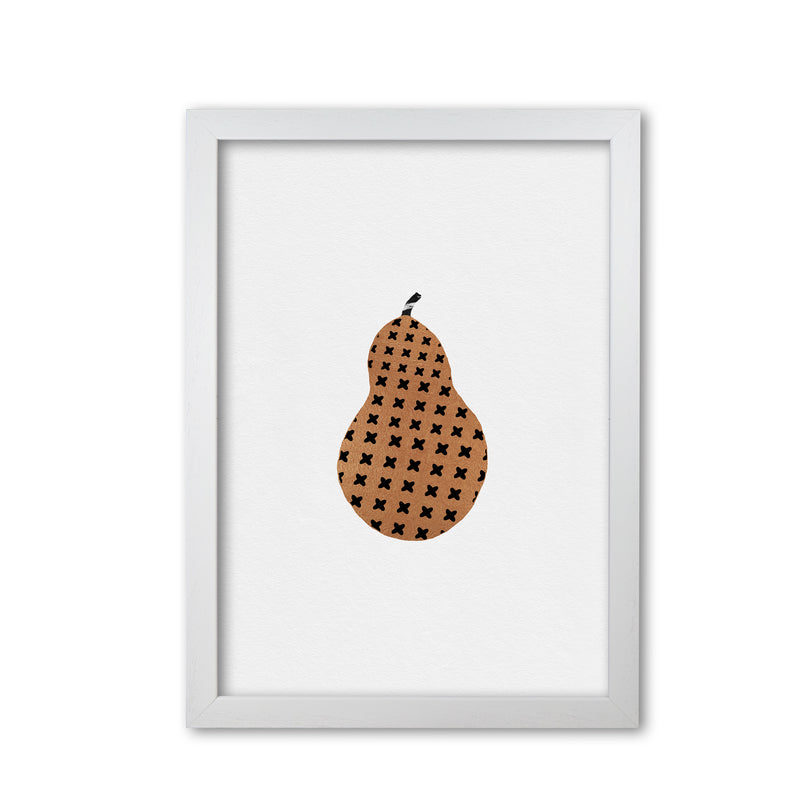 Pear Fruit Illustration Print By Orara Studio, Framed Kitchen Wall Art White Grain