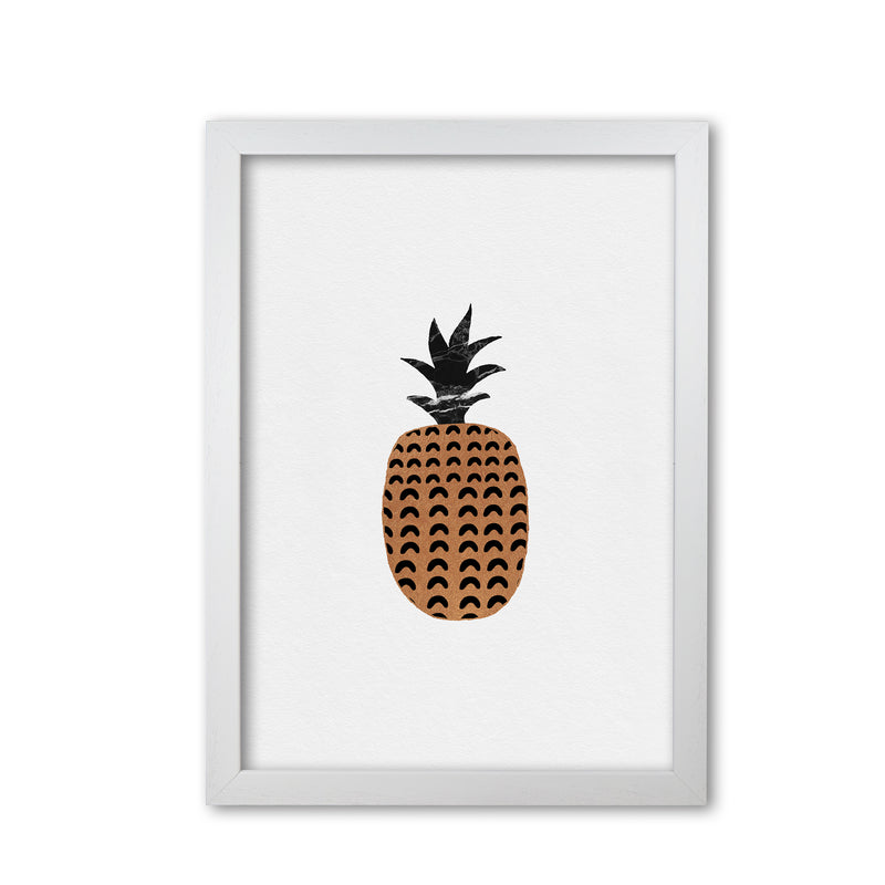Pineapple Fruit Illustration Print By Orara Studio, Framed Kitchen Wall Art White Grain