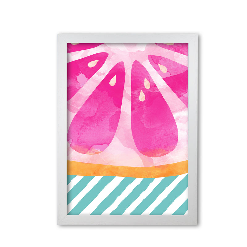 Pink Grapefruit Abstract Print By Orara Studio, Framed Kitchen Wall Art White Grain