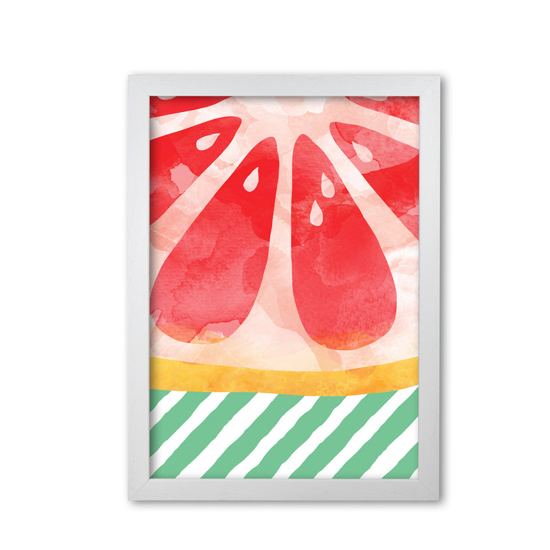 Red Grapefruit Abstract Print By Orara Studio, Framed Kitchen Wall Art White Grain