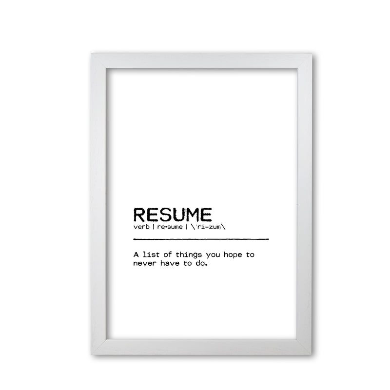 Resume List Definition Quote Print By Orara Studio White Grain