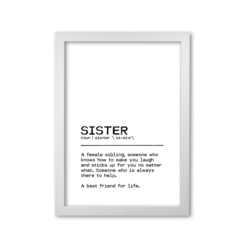 Sister Best Friend Definition Quote Print By Orara Studio White Grain