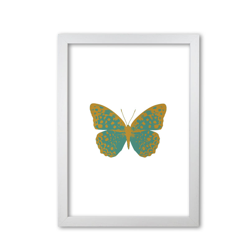 Teal Butterfly Print By Orara Studio Animal Art Print White Grain