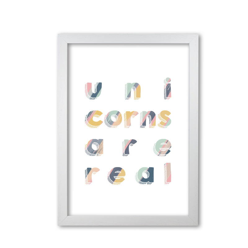 Unicorns Are Real Art Print By Orara Studio, Framed Childrens Wall Art Poster White Grain