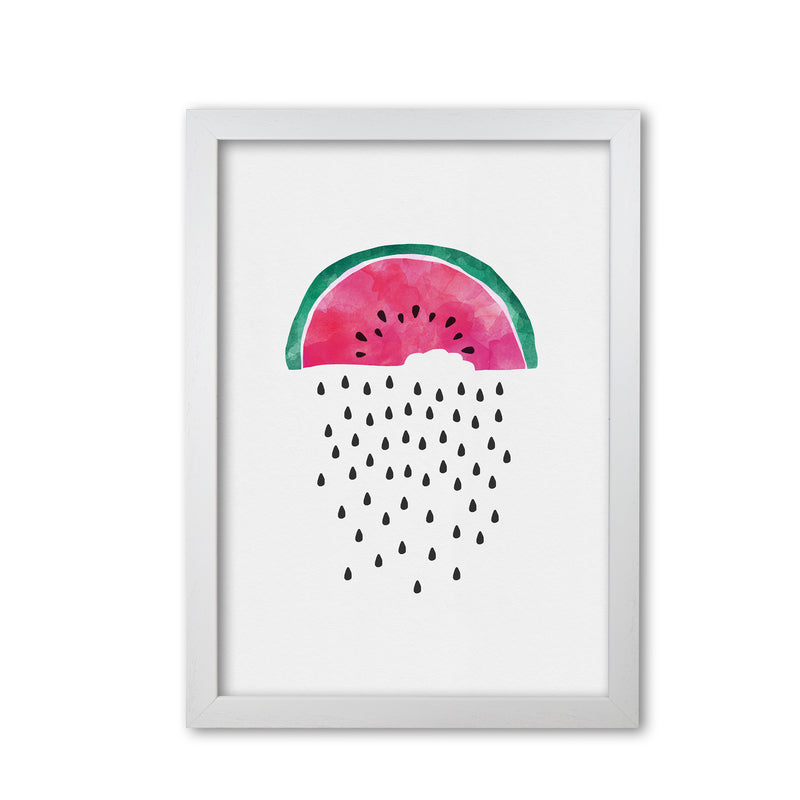 Watermelon Rain Print By Orara Studio, Framed Kitchen Wall Art White Grain