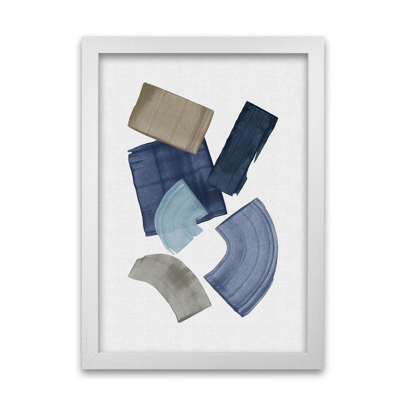 Blue _ Brown Paint Blocks Art Print by Orara Studio A1 White Frame