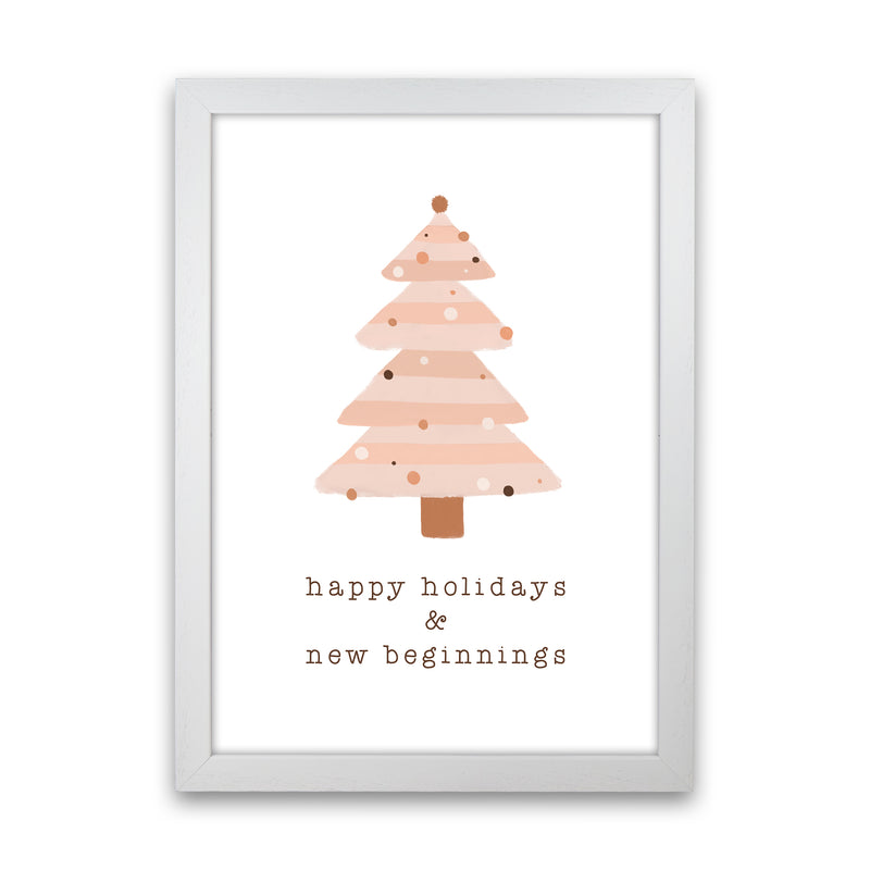Happy Holidays & New Beginnings Christmas Art Print by Orara Studio White Grain